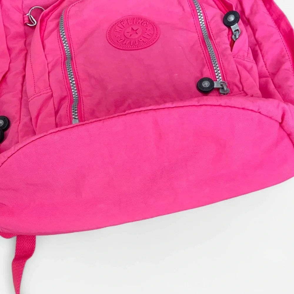 Kipling Trent Backpack Hydrangea Neon Pink Nylon Travel School Bag